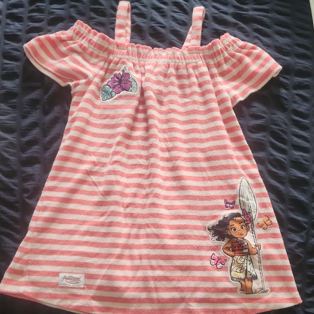 Disney Pink Striped Moana Kids Swim Coverup
